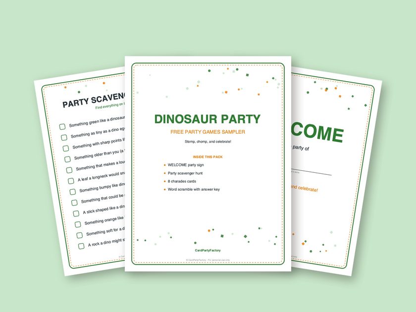 Free dinosaur party games sampler preview