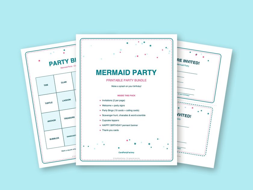 Mermaid Party printable kit preview