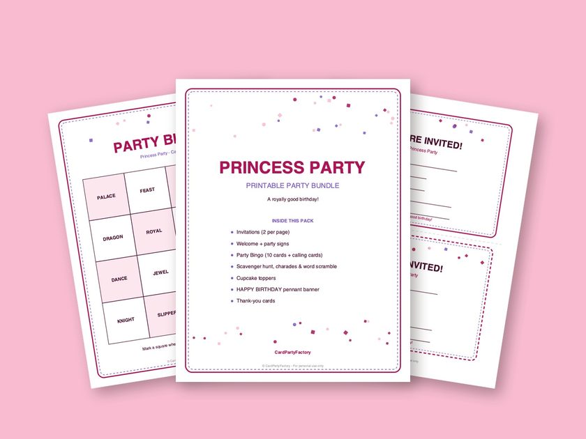 Princess Party printable kit preview