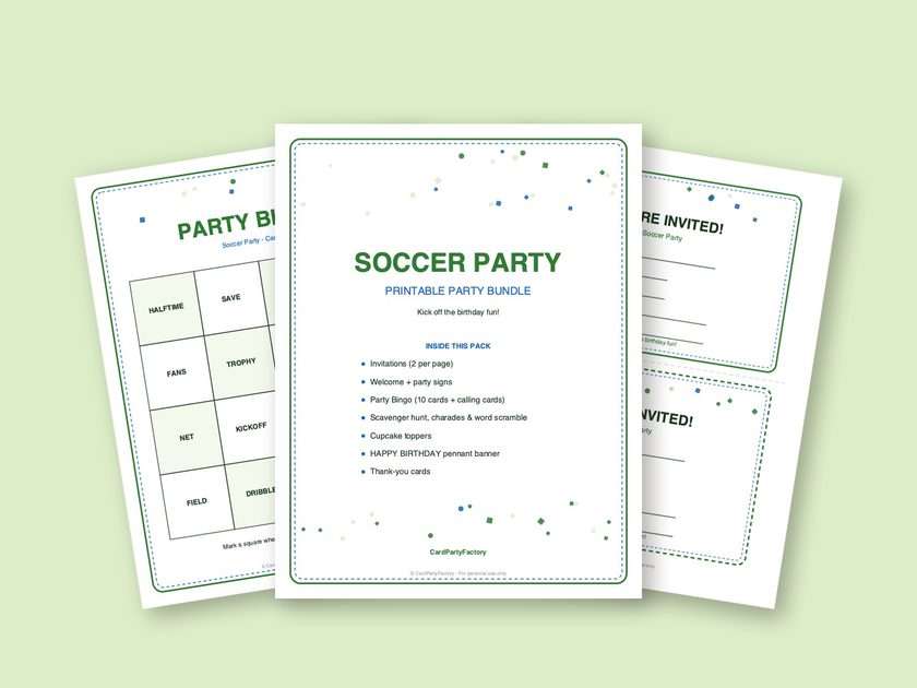 Soccer Party printable kit preview